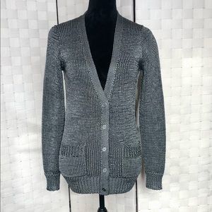 J. Crew Oralie Pewter Metallic Knit Cardigan Small